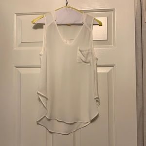 White sleeveless top